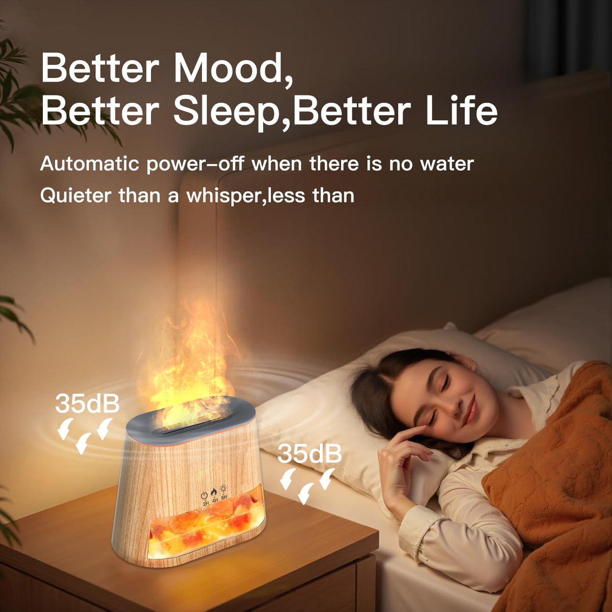BieJiahWeiBie Luxury Himalayan Salt Lamp Humidifier & Aromatherapy Diffuser - 8 Color Mood Lighting w/Remote for Spa, Bedroom, Home Relaxation260ml (Wood)