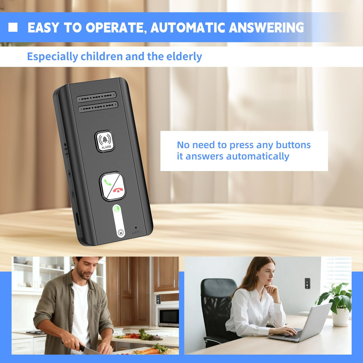 2 Way Intercom for Home 2026 Upgraded, Portable Wireless Intercom System for House with 5 Level Volume and Ringtones Adjustment Rechargeable for Hospital Hotel Office Business 3 Pack(Black)