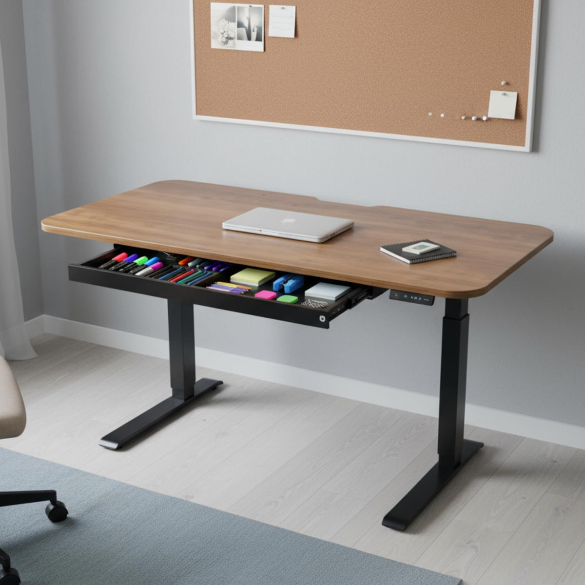 PERFECT POSTURE Max Under Desk Storage Drawer – Large Desk Drawer with Lock for Regular & Sit-Stand Standing Desks, Black (26.7” x 13”)