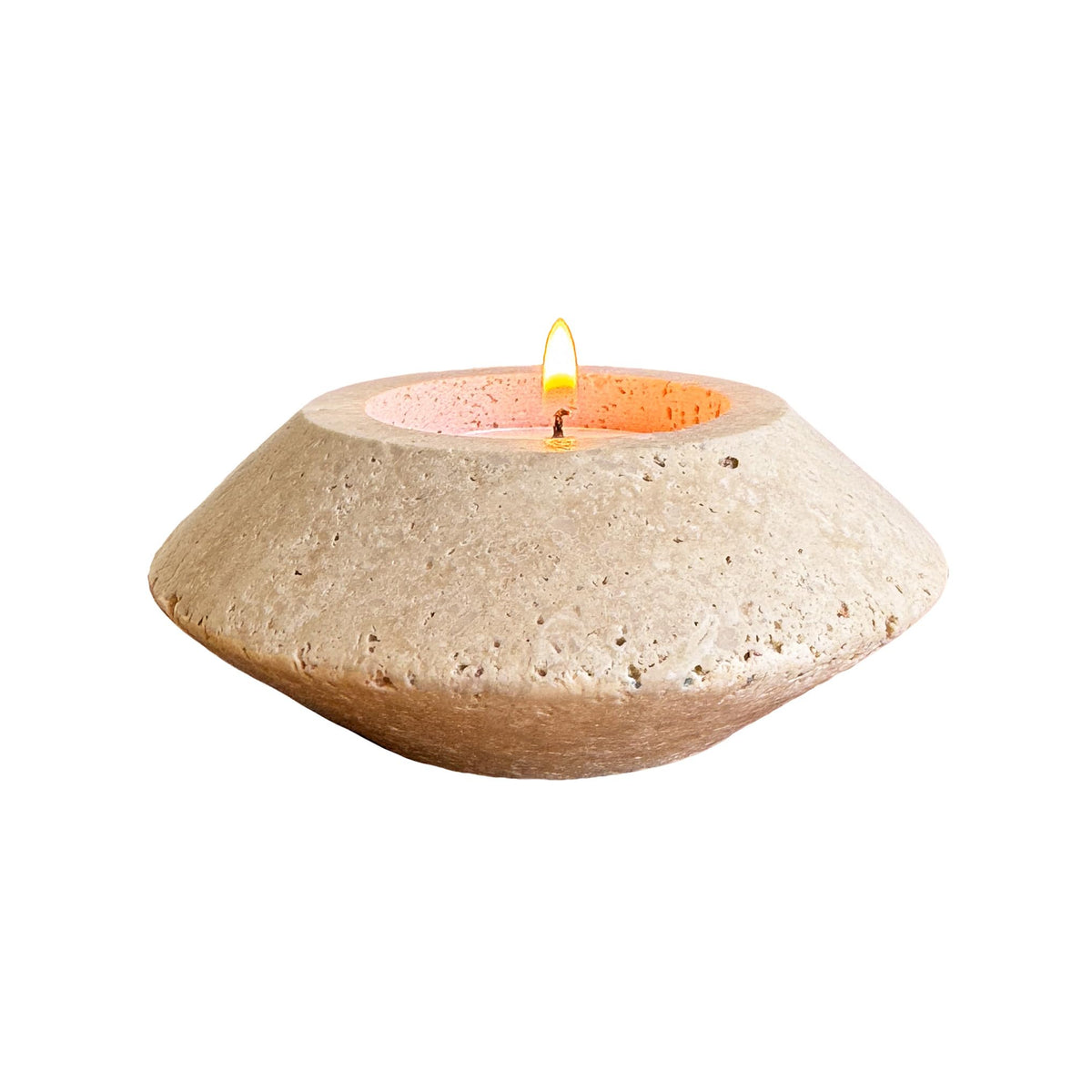 ELEMNTS Travertine Tealight Candle Holder, Decorative Natural Stone Home Decor, Beige