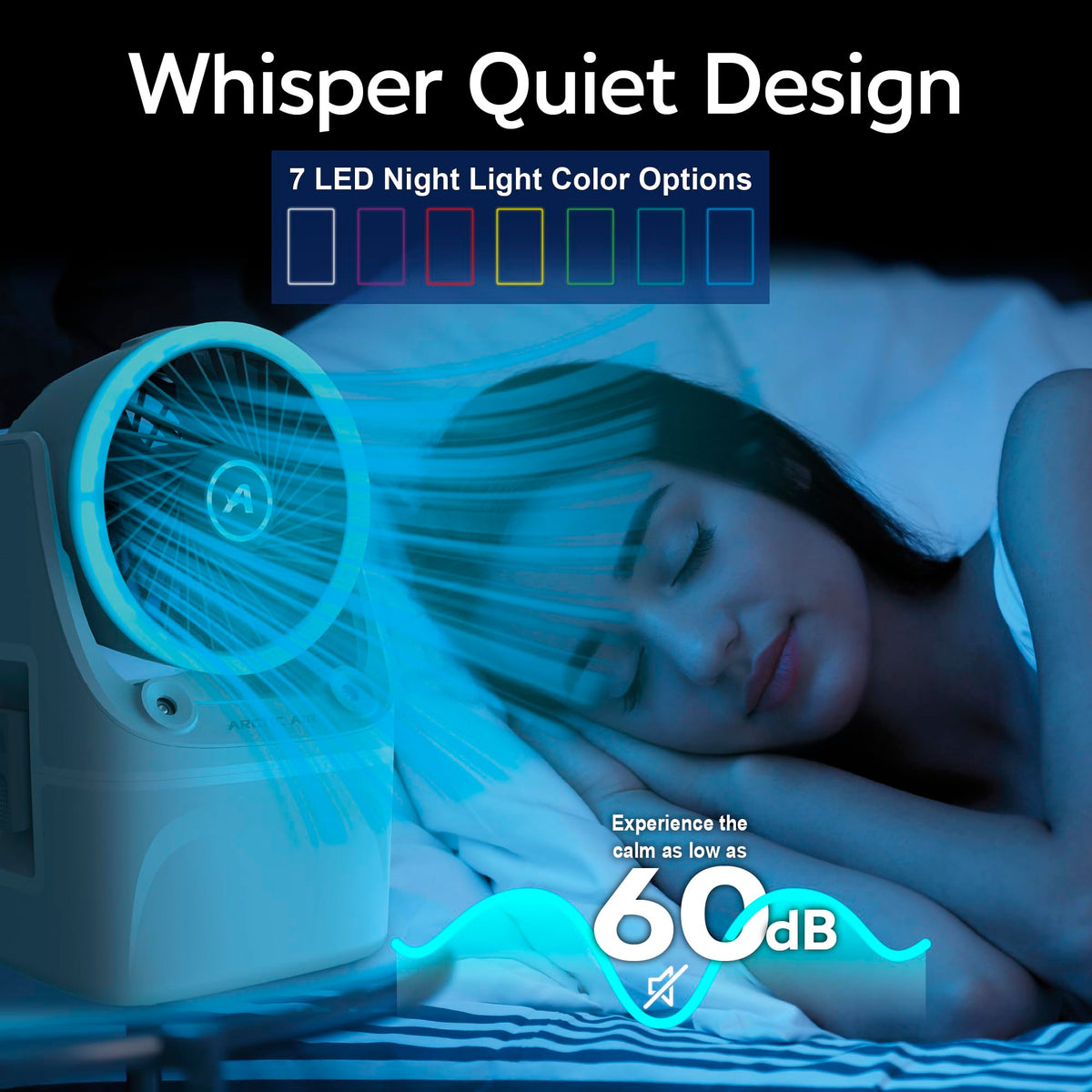 Arctic Air Ice Jet X3 Portable Air Cooler,Dual Mist Modes, Up to 8-Hour Cooling Time, 3-Speed Portable Cooler with Adjustable Airflow, USB C, LED Mood Light, Lightweight, Great for Home & Travel