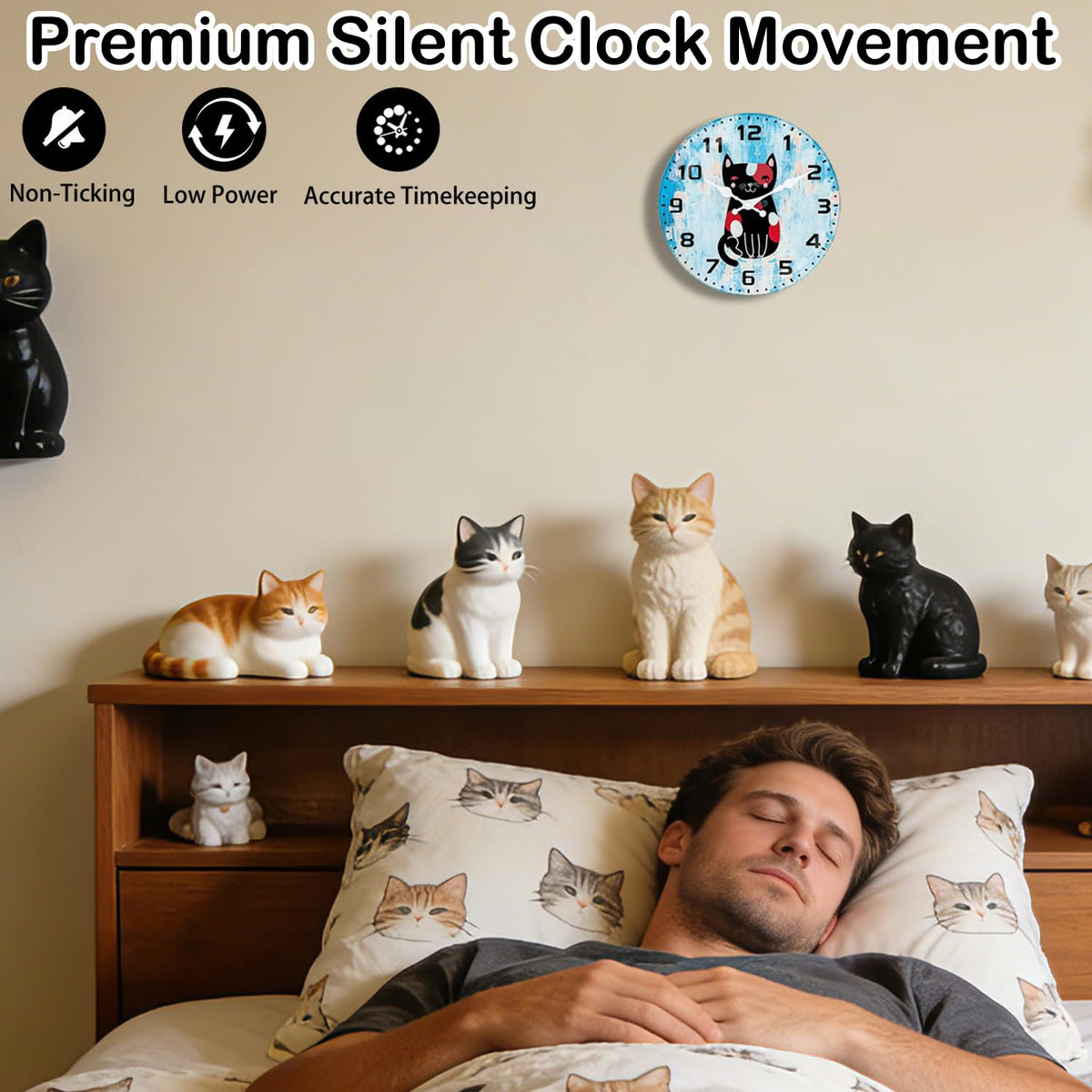 TGHHPC Silent Wall Clocks Battery Operated 10 Inch - Premium Glass Material Wall Clock, Unique Decorative Analog Clock with Large Numbers Non Ticking for Bedroom Living Room Office Kitchen Classroom