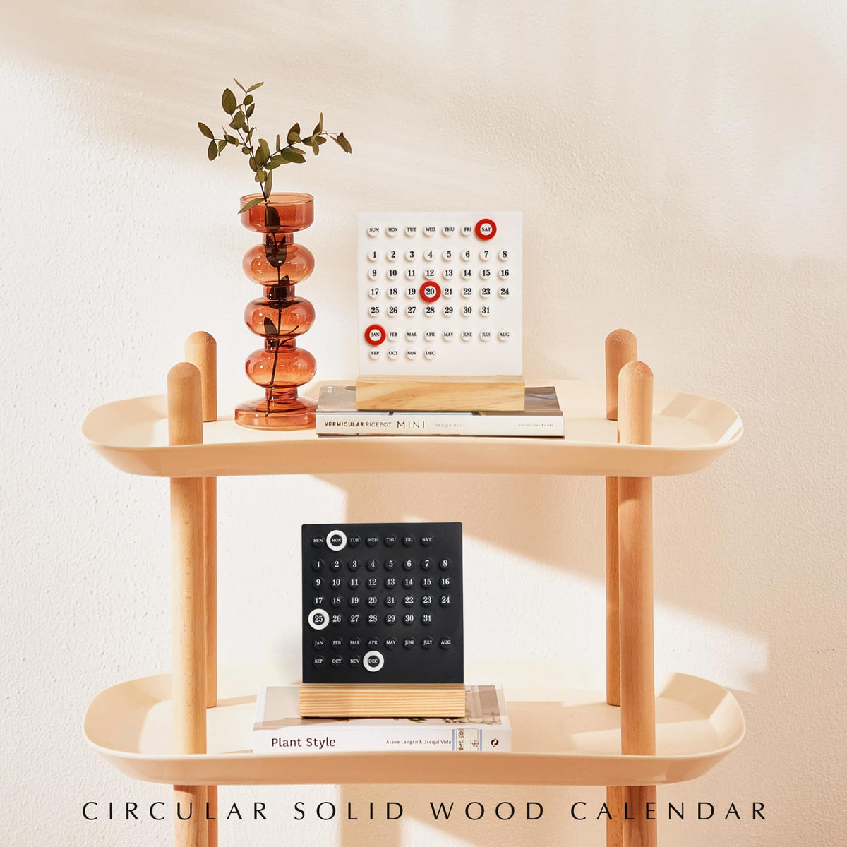 GDYOOSHOW Perpetual Calendar Desk Wood Calendar Stand Acrylic Calendar Desktop Decor for Livingroom Office Shop Bar Week Month Day Display(1pc white)