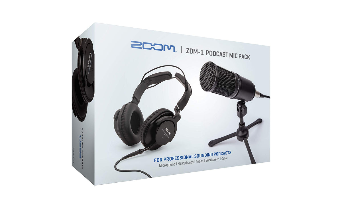 Zoom ZDM-1 Podcast Mic Pack Includes Dynamic Microphone, High-Quality Headphones, Tripod, Windscreen, and XLR Cable