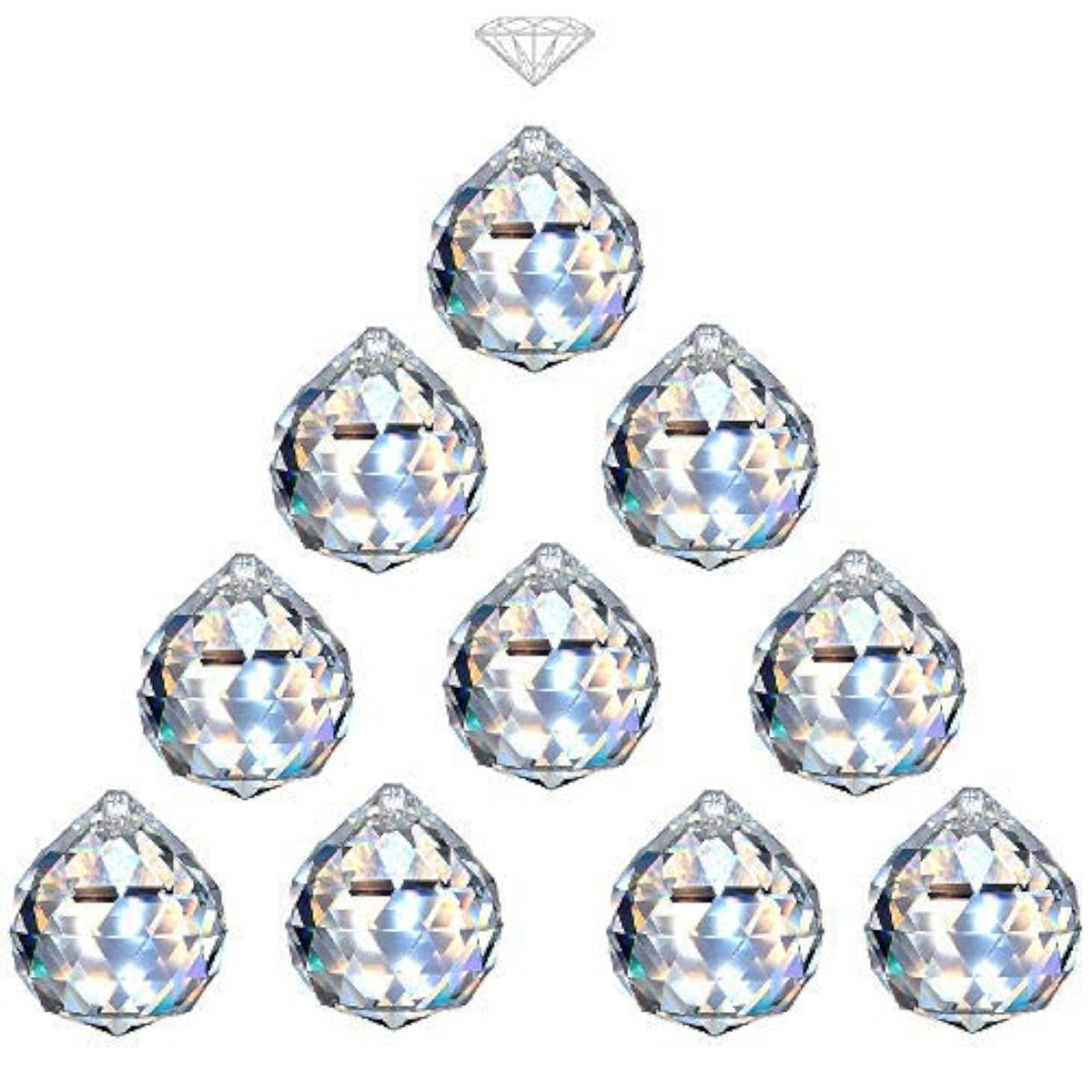 MerryNine 40mm Clear Crystal Ball Prism Sunshine Catcher Rainbow Pendants Maker, Hanging Crystals Prisms for Windows, for Feng Shui, for Gift(40mm/1.57" 10pack)