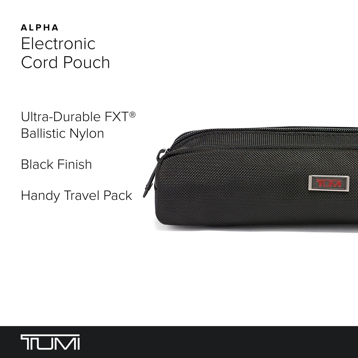 TUMI - Alpha Electronic Cord Pouch - Slim Zip Entry Travel Tech and Cable, Charger and Small Accessory Organizer - Black