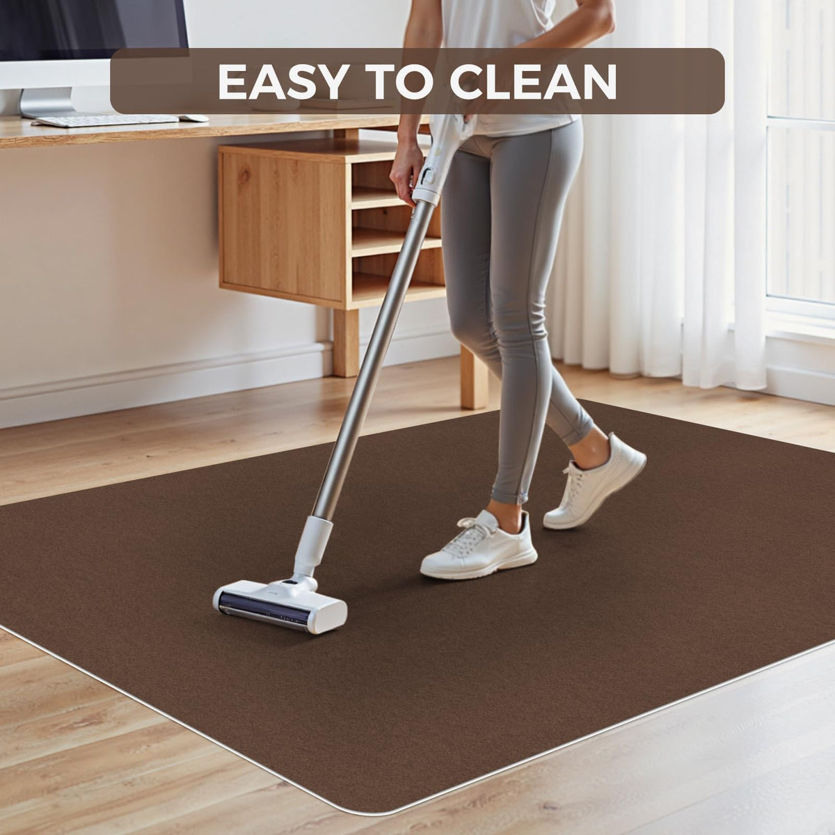Office Chair Mat for Hardwood Floors, 36" x 55" Computer Desk Chair Mat, Anti-Slip Floor Protector, Large Under Desk Rug for Office & Home, Coffee