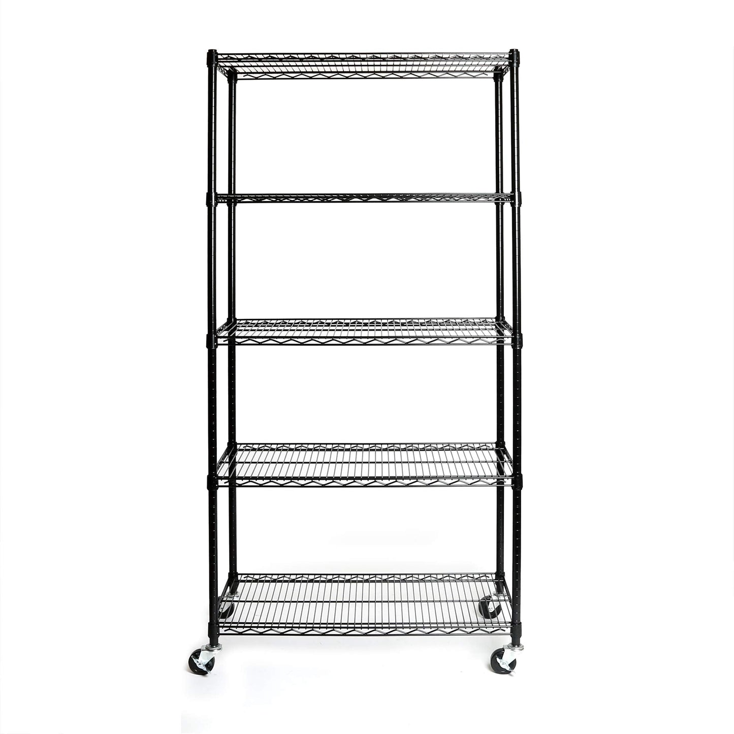 Seville Classics UltraDurable Heavy Duty NSF Solid Steel Wire Rack Storage Unit, Organizer for Garage, Warehouse, Office, Restaurant, Classroom, Kitchen, Black, 5-Tier Shelving, 36" W x 18" D
