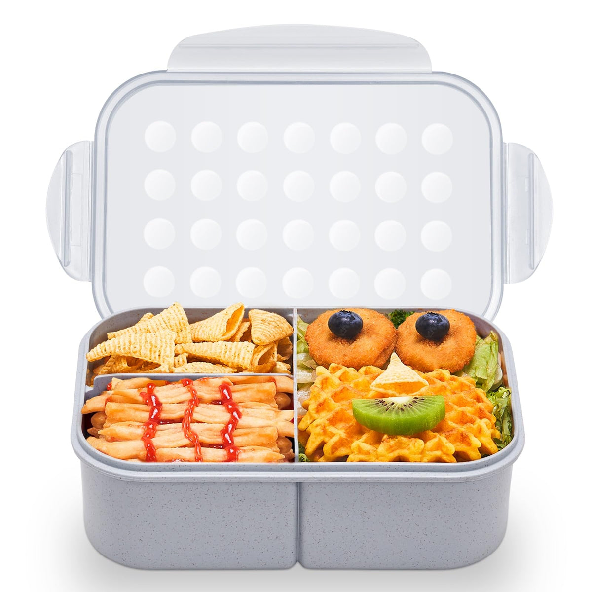 MISS BIG® Bento Box,Bento Box Adult,Lunch Box,Leak Proof Lunch Containers,No BPAs and No Chemical Dyes Bento Lunch Box,Dishwasher and Microwave Safe Lunch Containers for Adults(1900ml Gray)