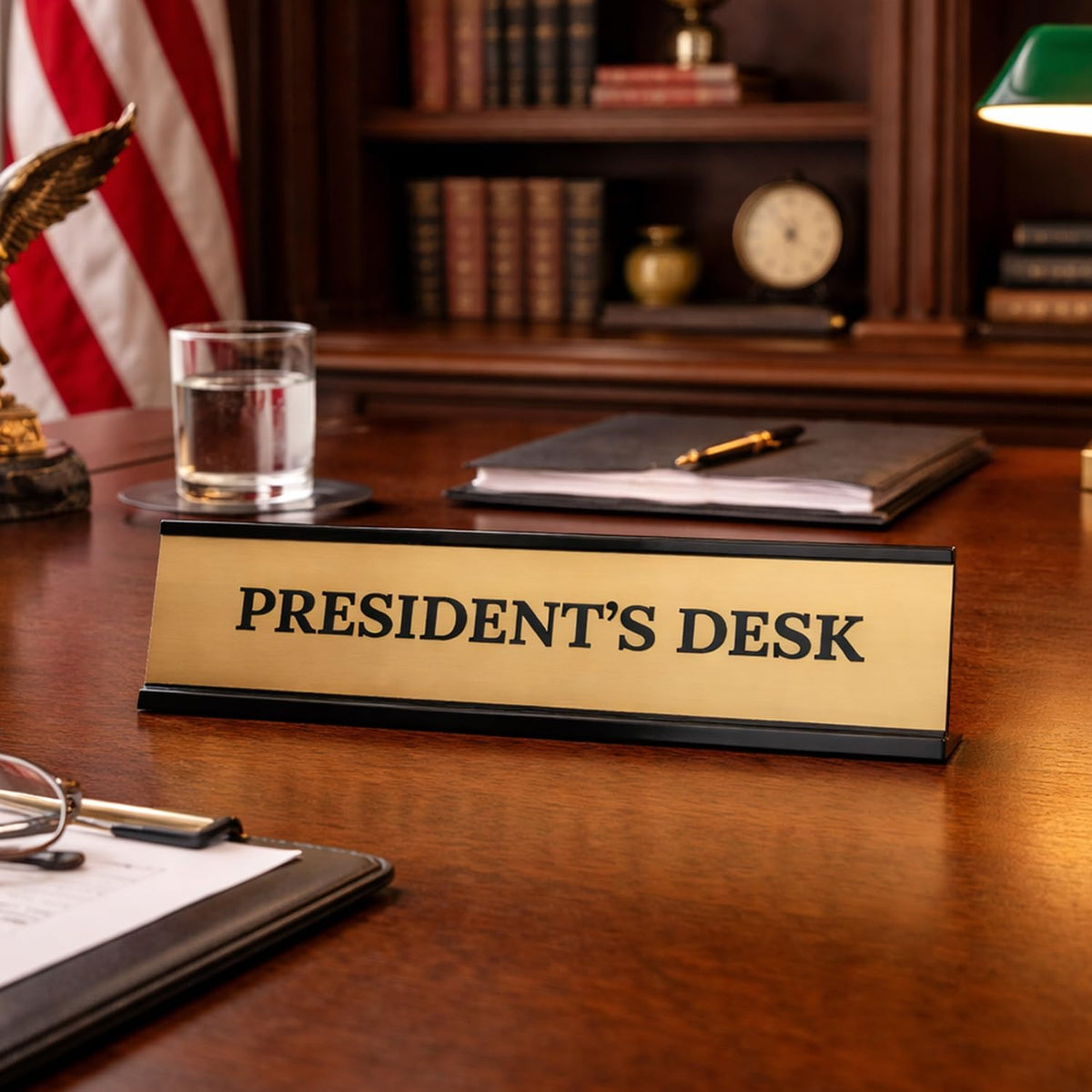 Signs ByLITA President's Desk Office Decoration Gift Black Frame Desk Sign (2x8")