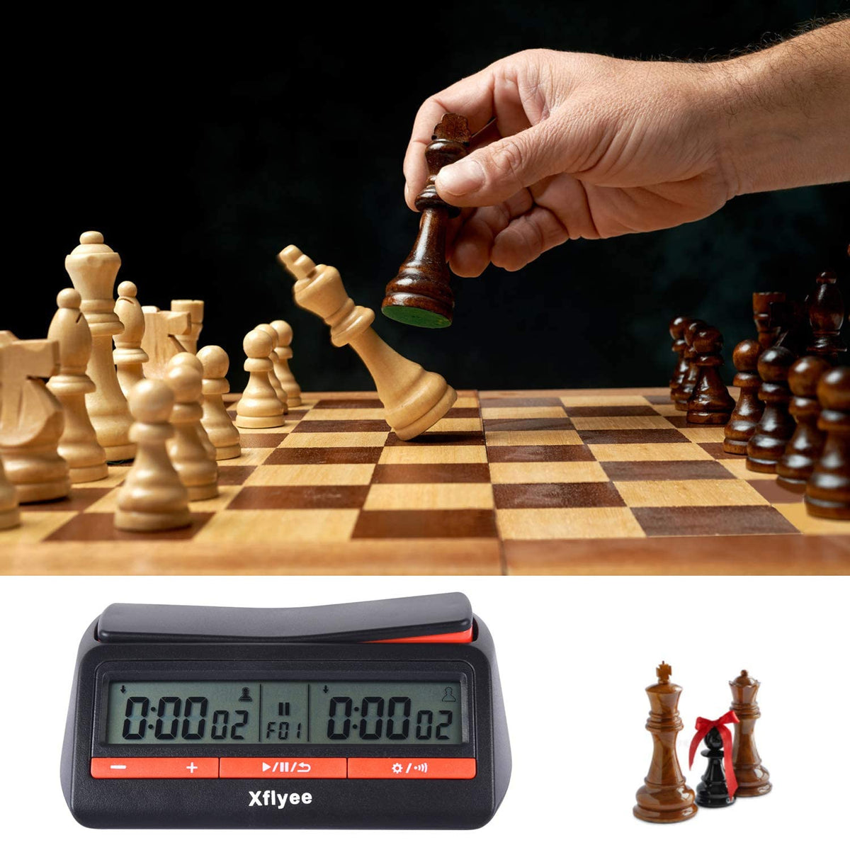 [2023 New] Xflyee Chess Clock - Digital Chess Timer, Available for Portable Timer for Board Games and Chess with Bonus and Delayed Countdown Function