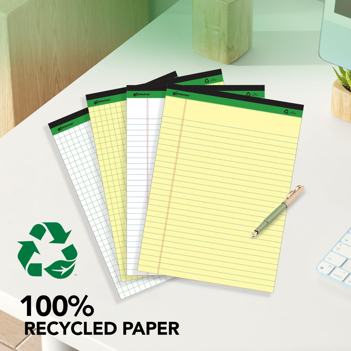 KAISA Legal Note pads 8.5 x 11，12pads 600 Sheets note pads office supplies Recycled Paper 8.5 x 11 Wide Ruled 50 sheets Premium Thick Paper Hard Back Notepads 8-1/2"x 11-3/4" Writing Tablet Canary For Office Supplies (Pack of 12)