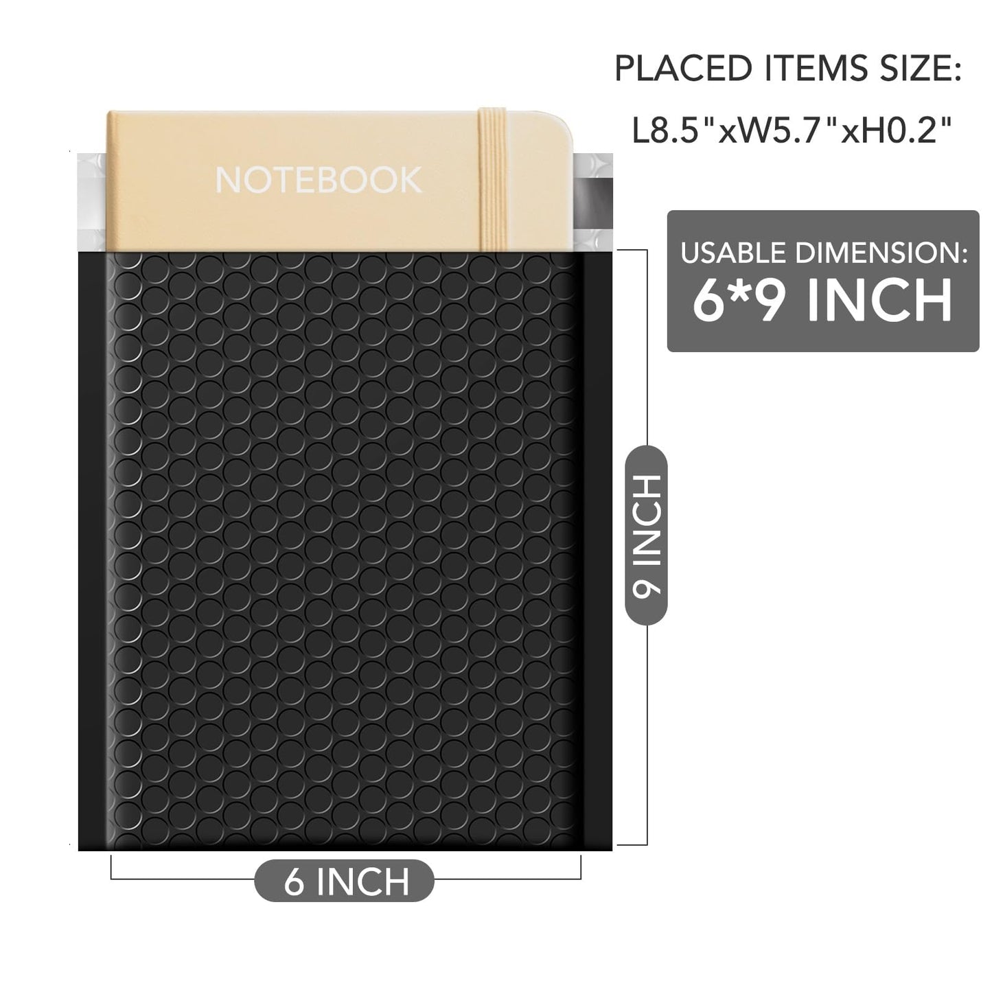 Metronic Bubble Mailers 6x10 Inch 100 Pack Black Usable Size 6x9" Opaque Padded Envelopes Waterproof Bubble Envelopes Cushioning Mailer for Small Business Mailing Makeup Jewelry Gifts