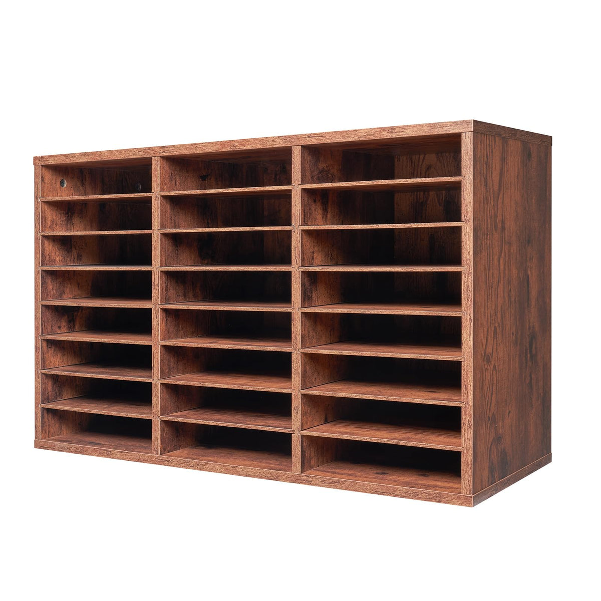 VEVOR Literature Organizer, 24 Compartments Office Mailbox with Removable Shelves, Wooden Mailbox Sorter Particle Board Office Home Classroom Storage, File Sorter for Documents, Papers, Dark Brown