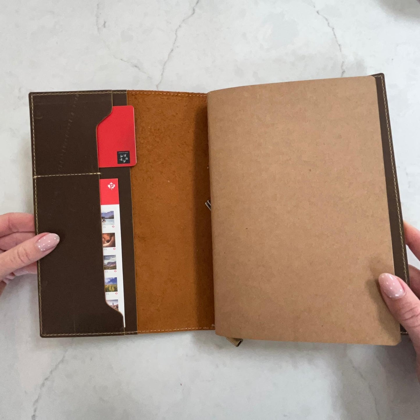 WANDERINGS A5 Size Travelers Notebook with Pockets - 6"x8.5" / 15cm x 22cm - Refillable Travelers Journal - Beautifully Handcrafted, Premium Leather Journal, includes 120 GSM Blank Inserts
