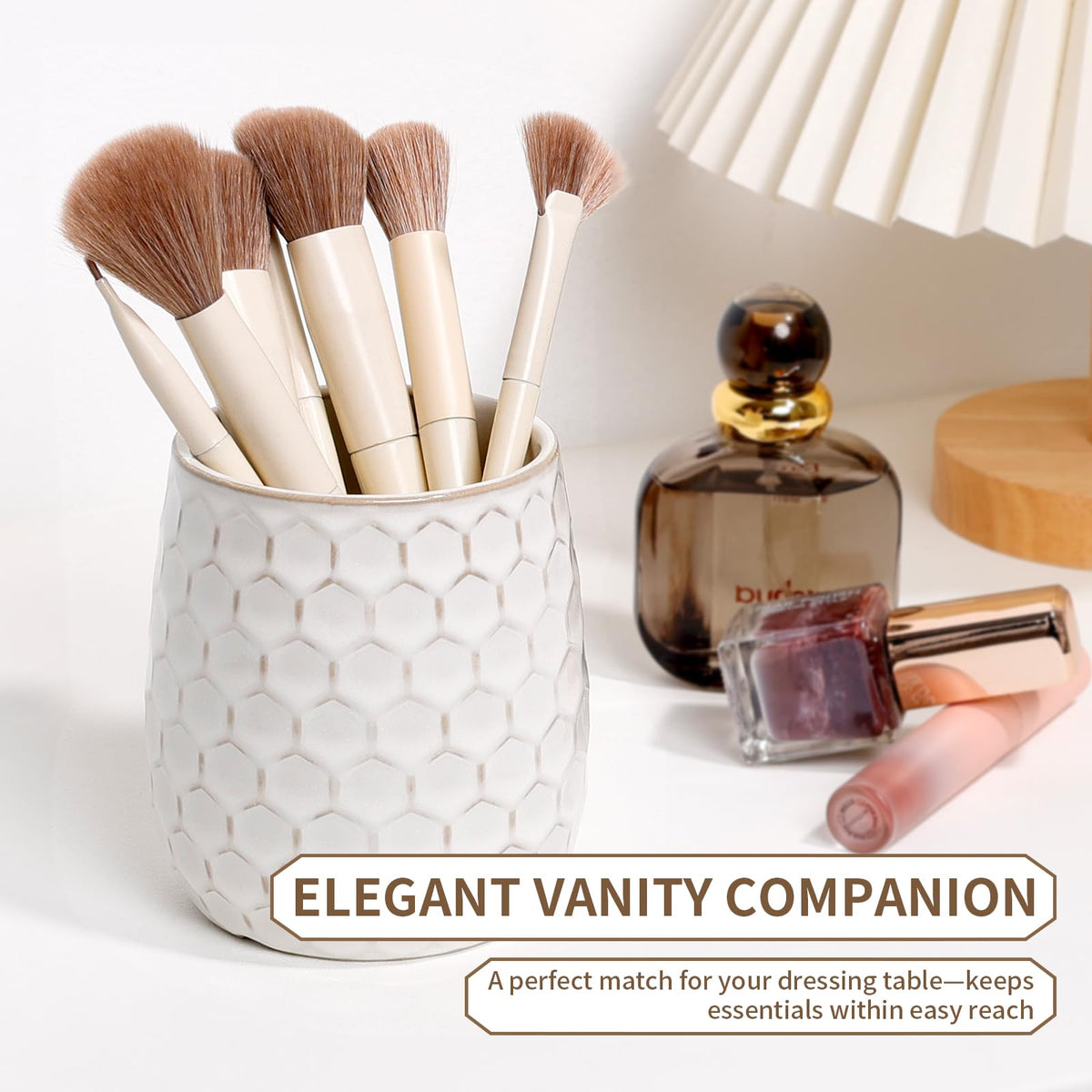 Toothbrush Holder, Tooth Brush Holder for Bathroom - Ceramic Toothbrush Cup White Toothbrush Holders Countertop, Makeup Brush Holder Pen Holder, 3.62" x 3.62" x 3.93", ANTIS'S HOME