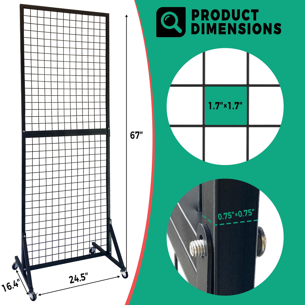 PAODIJO Fordable grid wall panel display stand- 5.5”*2” wire display shelves for merchandise vendor events,portable wreath display rack for craft shows