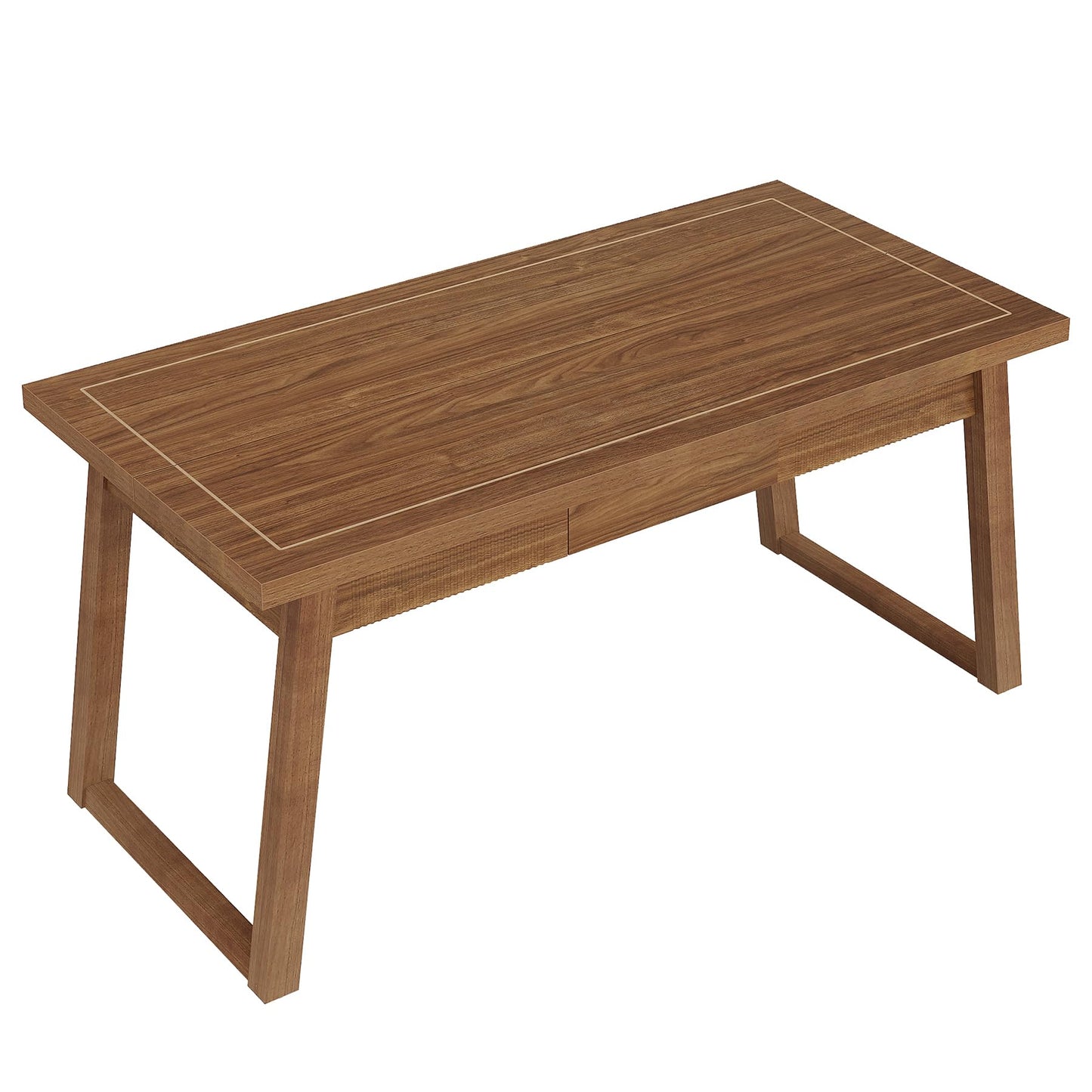 Tribesigns Home Office Executive Desk: 55 Inches Wooden Computer Desk with Drawer, Mid-Century Modern Study Writing Table, Rustic PC Laptop Desk Workstation Furniture, Walnut Brown