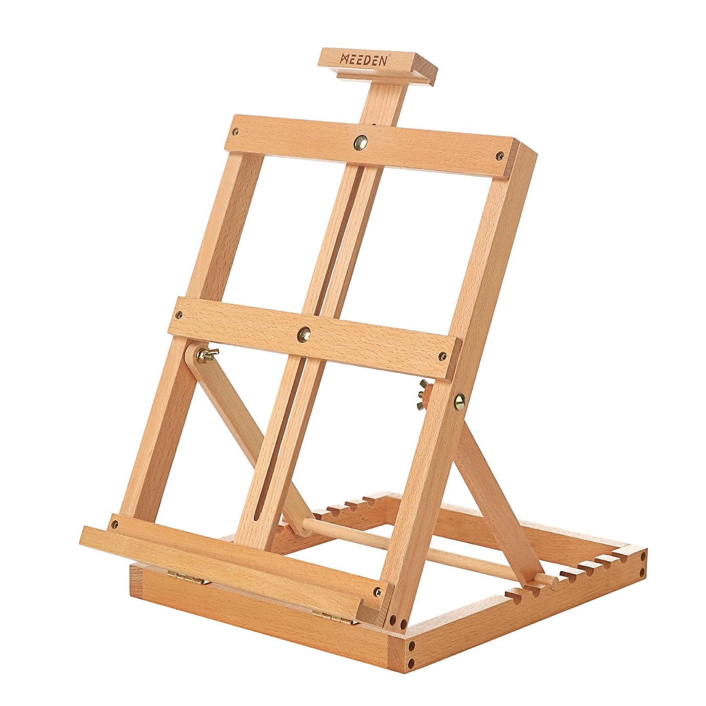 MEEDEN Heavy-Duty Tabletop Studio H-Frame Wooden Easel- Solid Beech Wood Adjustable Artists Desktop Wood Easel Table for Artist, Beginners & Teens- Holds Canvas Art up to 23" High