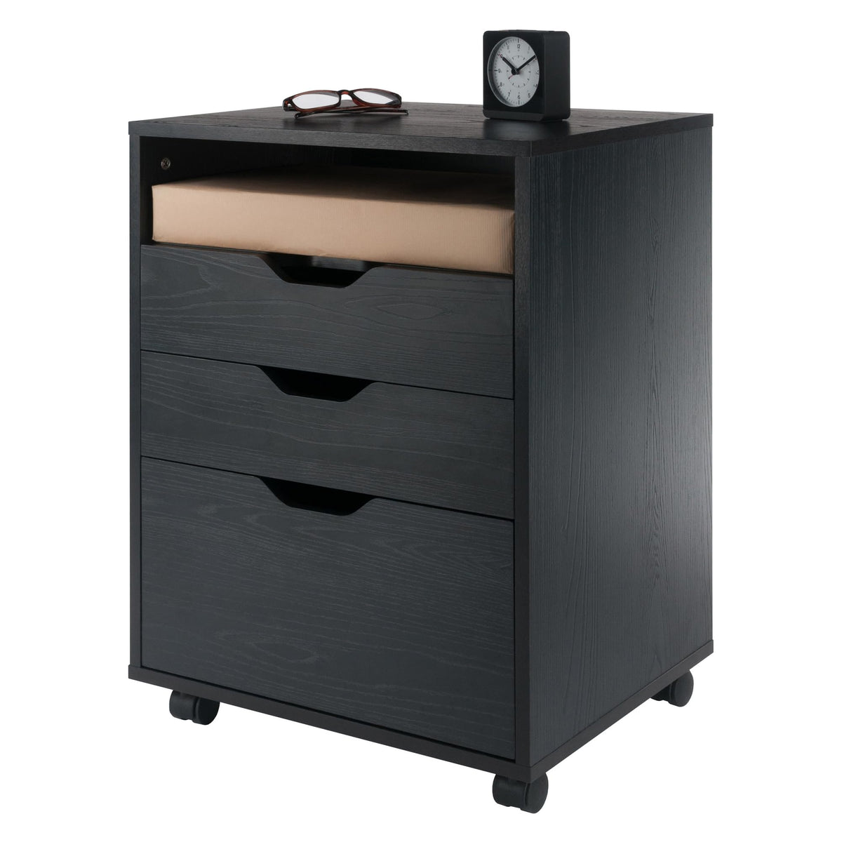 Winsome Halifax Mobile Storage Cabinet with 5 Drawers in Black, Stylish & Functional Home Storage Cabinet for Filing, Kitchen Organization, Moveable Furniture for Office, Dorms, Apartments