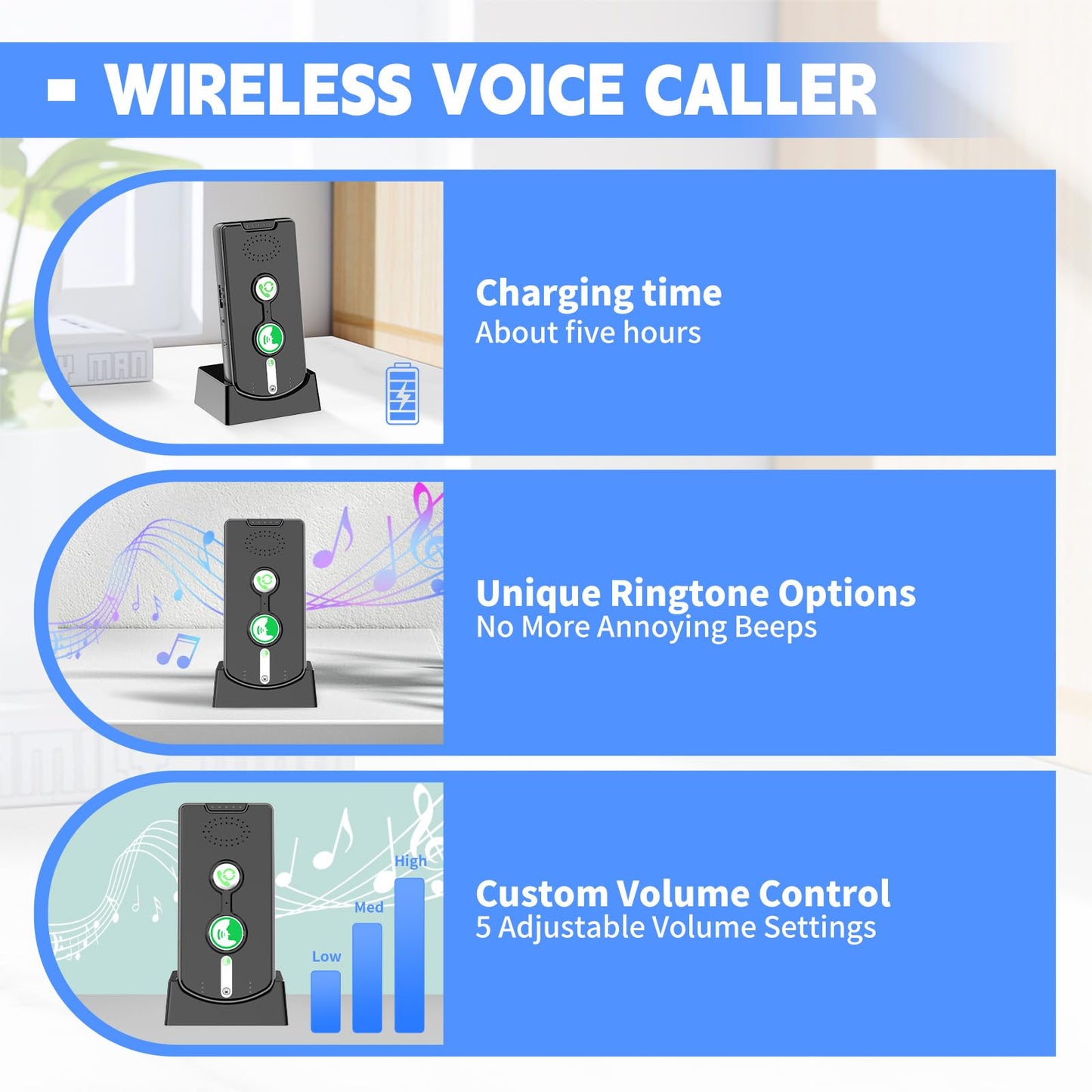 2 Way Wireless Doorbell Intercom Indoor Outdoor, Long Range Door Intercoms System for Home with Waterproof Cover Rechargeable Battery,30 Days Long Standby Time 5 Level Volume Adjustment（4 Pack）