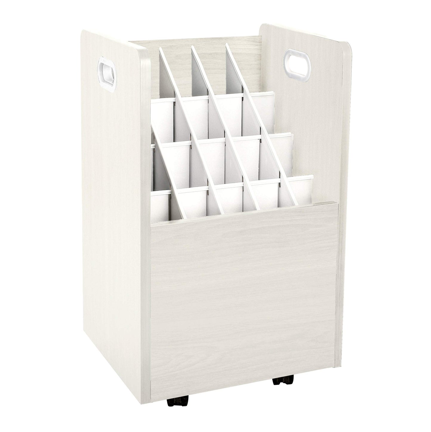 AdirOffice Adir Blue Print Storage Organizer - Mobile Roll File Cart, Construction Plan Holders, Blueprint Cabinet with Wheels, Roll Files Storage for Office and Home (20 Slots, White)
