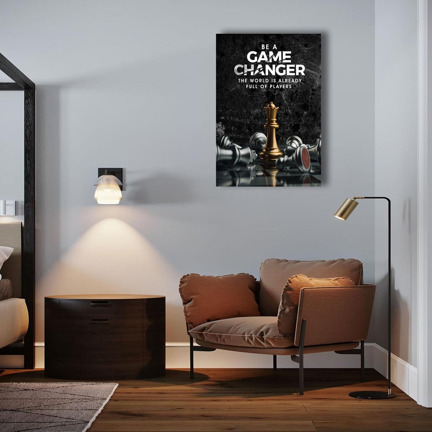 Inspirational Wall Art Be A Game Changer The World Is Already Full of Players Wall Decor International Chess Motivational Poster Canvas Painting Prints Wall Pictures for Home Decor Framed