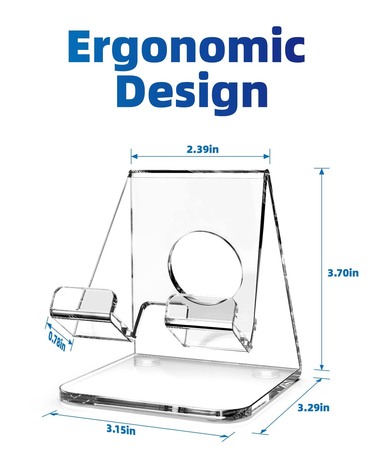 TOPGO Acrylic Cell Phone Stand, Clear Phone Holder for Office Desk, Vanity, Kitchen, Bedside Table, Compatible with iPhone 17/Smartphones/iPad/Switch/Kindle, Office Desk Accessories