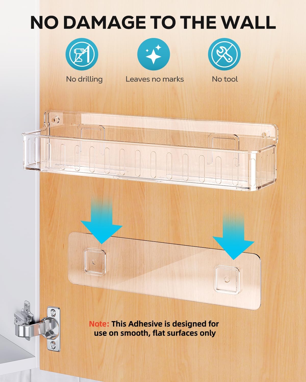 Nieifi Spice Rack Wall Mount, 4 Pack, Clear, Screw or Adhesive Installation, Spice Rack Organizer for Your Kitchen Cabinet or Pantry Door
