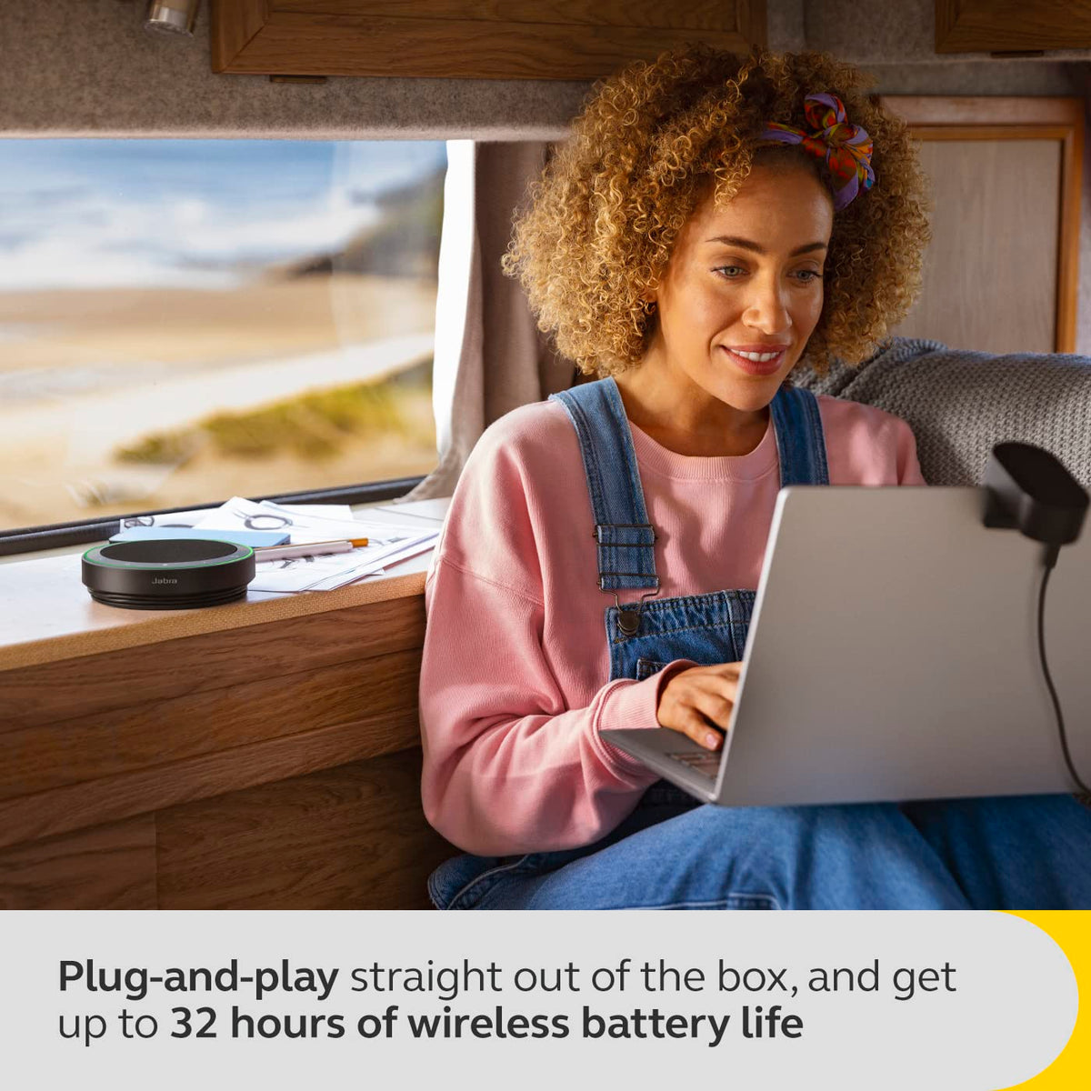Jabra Speak2 75 (2025 Edition) Wireless Bluetooth Speakerphone - 4 Noise-Cancelling Mics, 65mm Speakers - New Linking Feature - USB-A & USB-C - Works with Zoom and Google Meet - Dark Grey