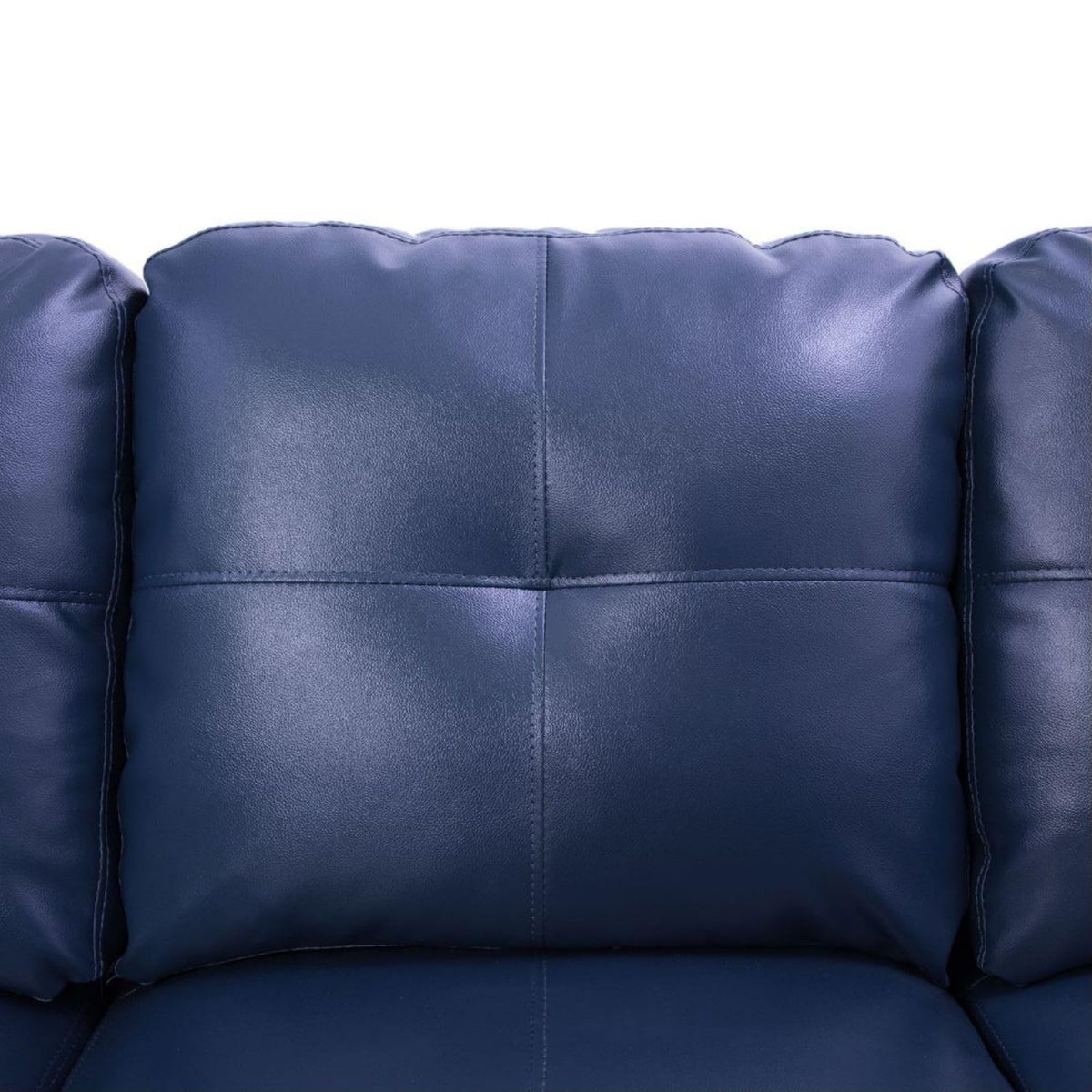 UOCFYK L-Shaped 3-Piece Semi PU Synthetic Leather Sofa with Storage Ottoman Set, Sectional Couch Sofa Set for Living Room, Office, Small Space, Blue