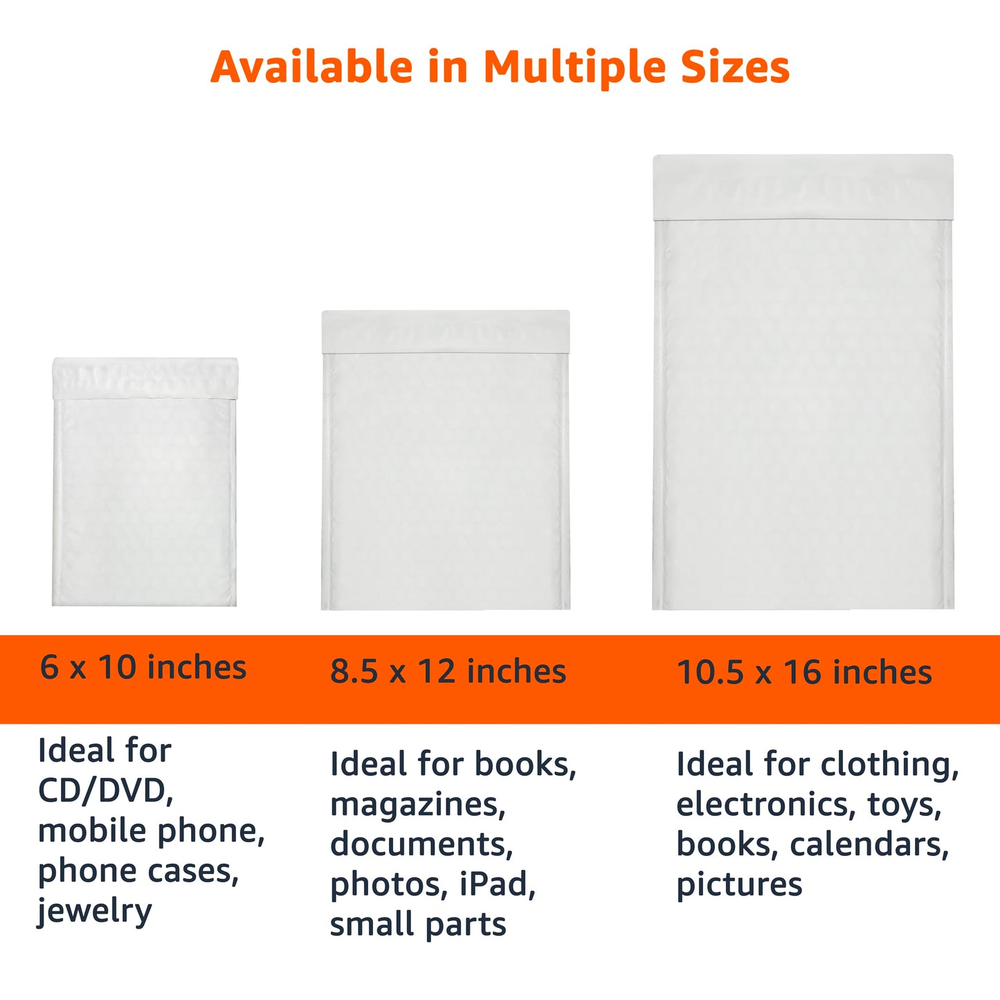 Amazon Basics Poly Bubble Mailer, 8.5" x 12" (Internal Size 8.25" x 11"), Self-Seal, 100-Pack, White/Grey