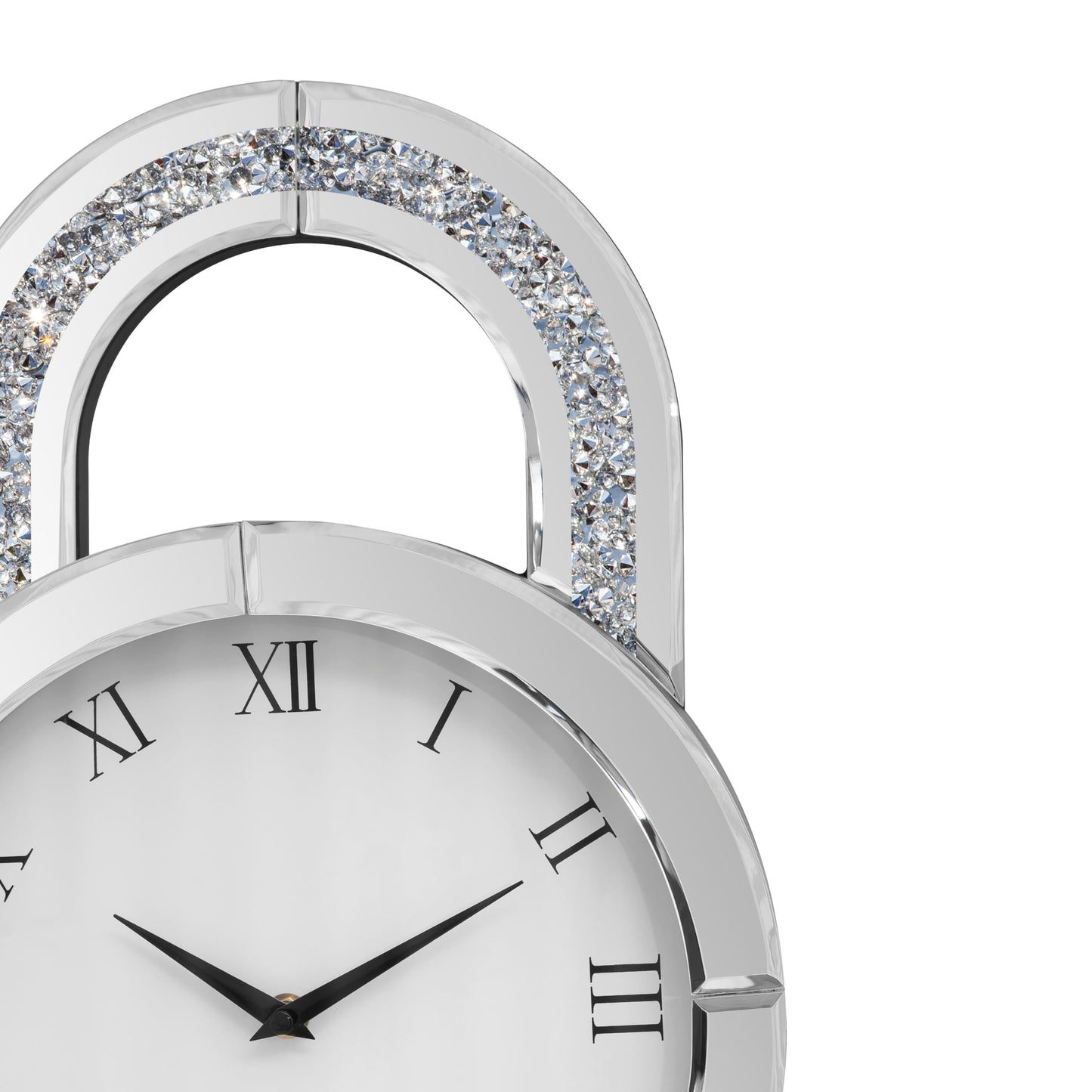 SHYFOY Decorative Wall Clock 31.5" Mirrored Pendulum Clock Silent Quality Quartz Luxury Large Wall Clocks with Crushed Diamond and Silver Glass for Living Room Home Decor & Gift