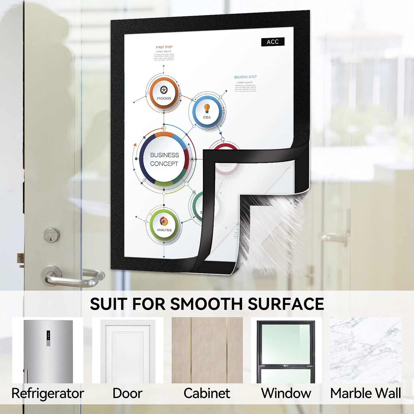 RÉΑLWÁY 10 Pack Magnetic Sign Holder 8.5 x 11 Magnetic Picture Frame, Magnetic Frame Self-adhesive Wall Sign Holder for Door/Fridge/Whiteboard/Window Sign Holder, Double-sided Display