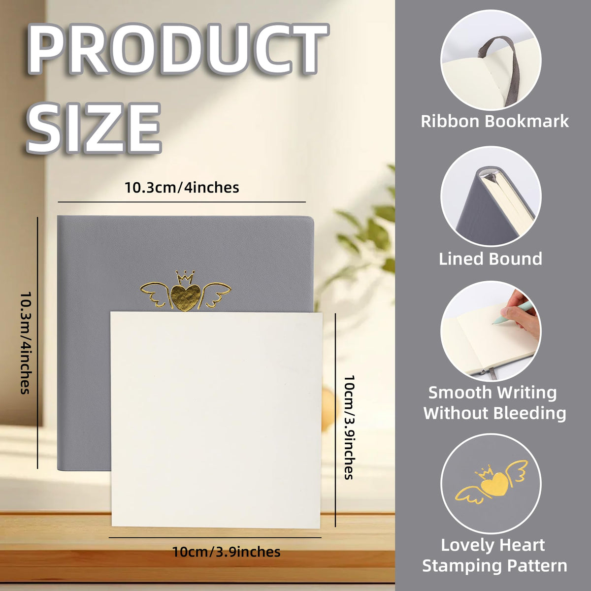 BOBO RABBIT 3 Pack Small Blank Journal Notebooks Pocket Size Unlined 100 GSM Paper Softcover Aesthetic Heart Mini Sketchbook Total 600 Pages No Line Plain Sketch book for Travelers Note Taking Journaling Drawing Sketching, 4"x4" Square
