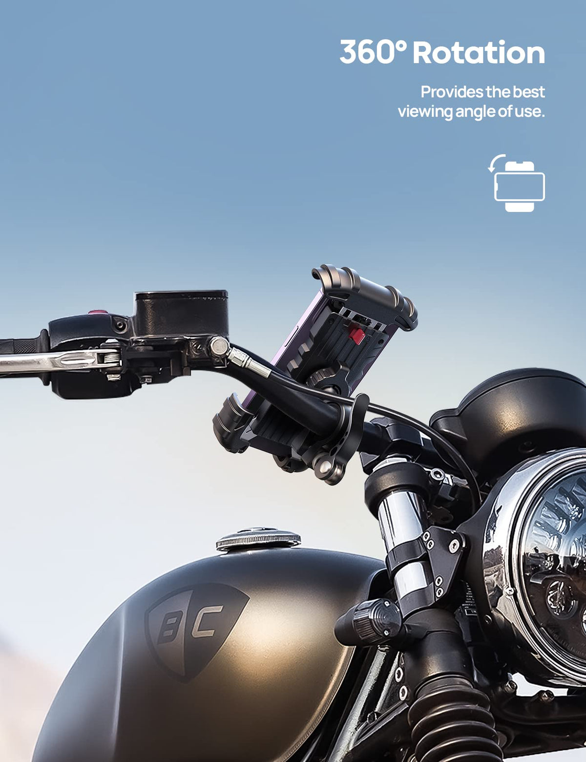 Lamicall Bike Phone Holder, Motorcycle Mount - Motorcycle Phone Holder, Handlebar Cell Phone Clamp, E-Bike Scooter Phone Clip for 4.7-6.8" Smartphones, iPhone 17 Air Pro Max, 16 15 Plus Mothers Day