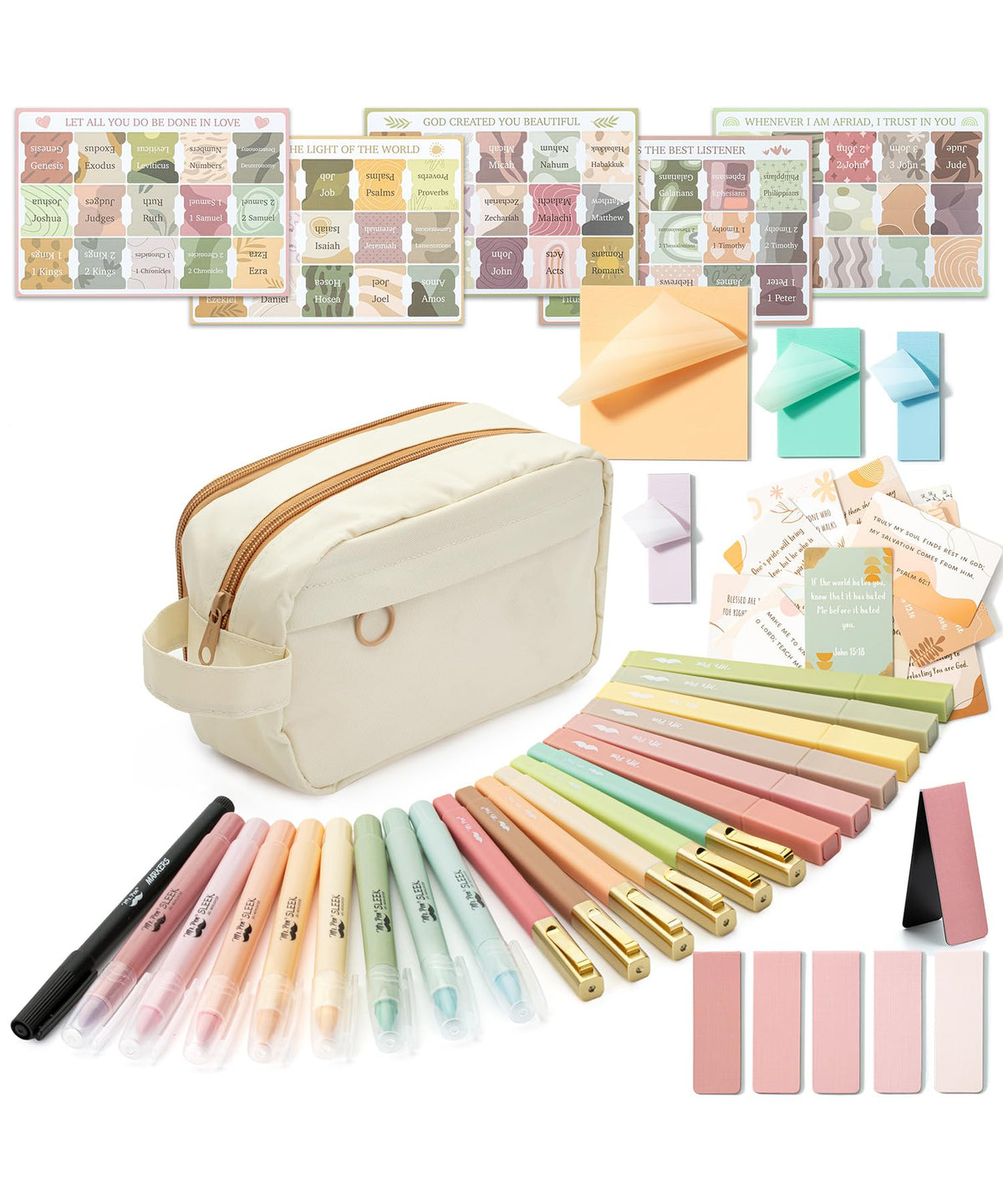 Mr. Pen- Bible Journaling Kit for Women, Bible Highlighters and Pens No Bleed, Pencil Case, Fineliner, Prayer Cards, Tabs, Magnetic Bookmarks, Transparent Sticky Notes, Mothers Day Gift