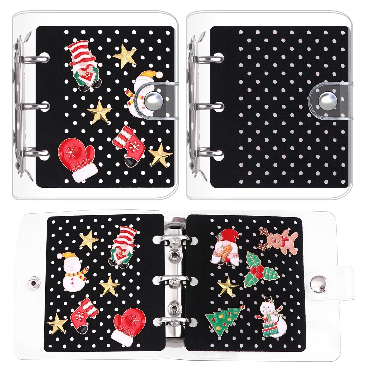 HCEWSBFD 2 Pcs Mini Pin Binder for Collectors A5 Enamel Pin Display Book Gift Portable Travel Pin Trading Books Clear PVC Binder Holder with 12 Page Display Boards Organizer for Travel Collectors