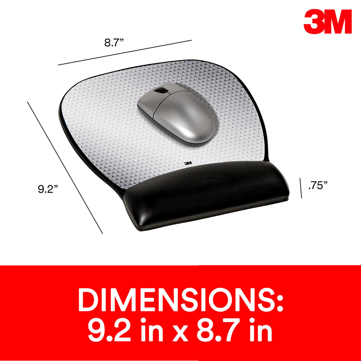 3M Precise Mouse Pad with Wrist Rest, Soothing Comfort with Durable, Easy-to-Clean Leatherette Cover, Optical Mouse Performance, 9.2 in x 8.7 in, Black (MW310LE)