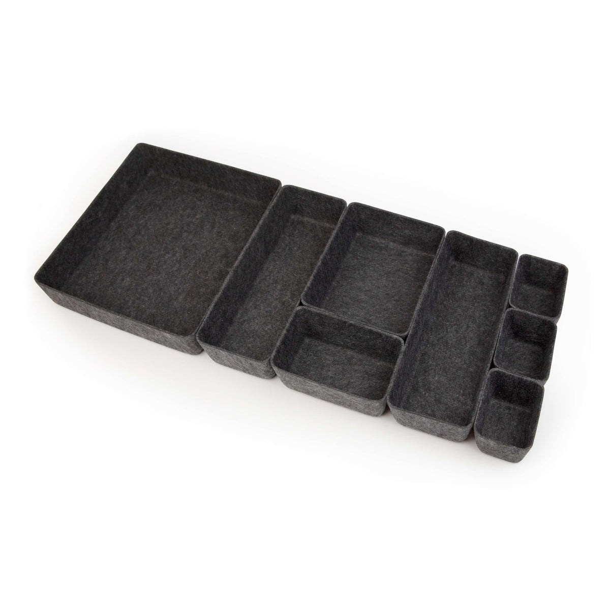 Three by Three Seattle Felt·Like·It! Felt Bins for Office, Crafts, Classroom, Living Room, Bedroom: Charcoal, Set of 8