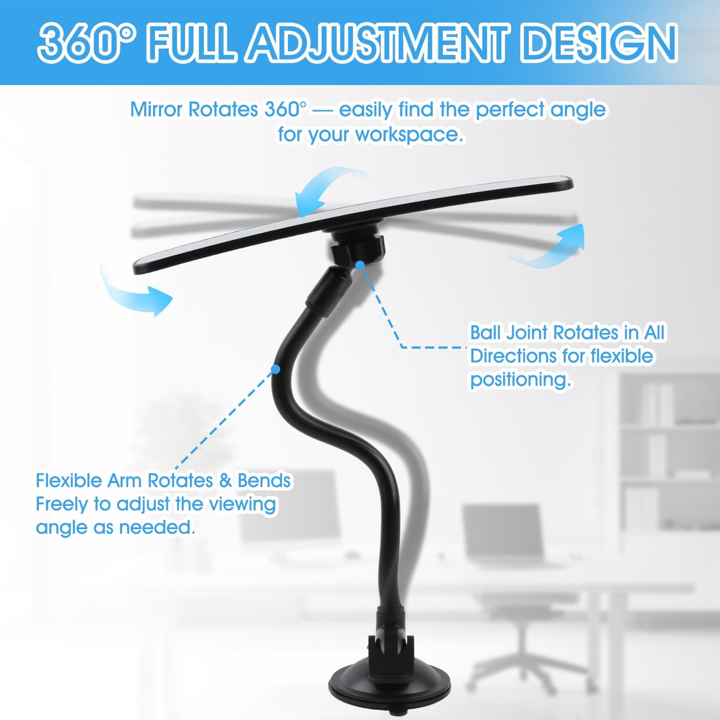 YCQDDA Cubicle Mirror to See Behind You – Adjustable Monitor Rear View Mirror for Office Desk, Personal Security & Privacy, Fits PC Monitors or Cubicle Walls