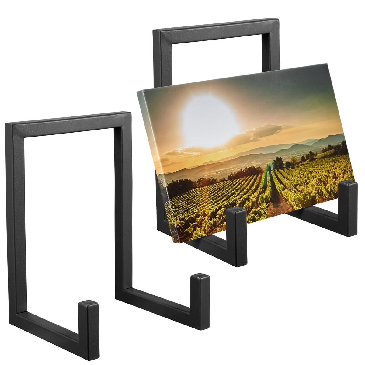 Sweetude 2 Pcs Large Plate Stands for Display Metal Frame Plate Holder Display Stand Decorative Table Top Easels for Picture, Book, Platter, Photo Easel(Black,10 Inch)