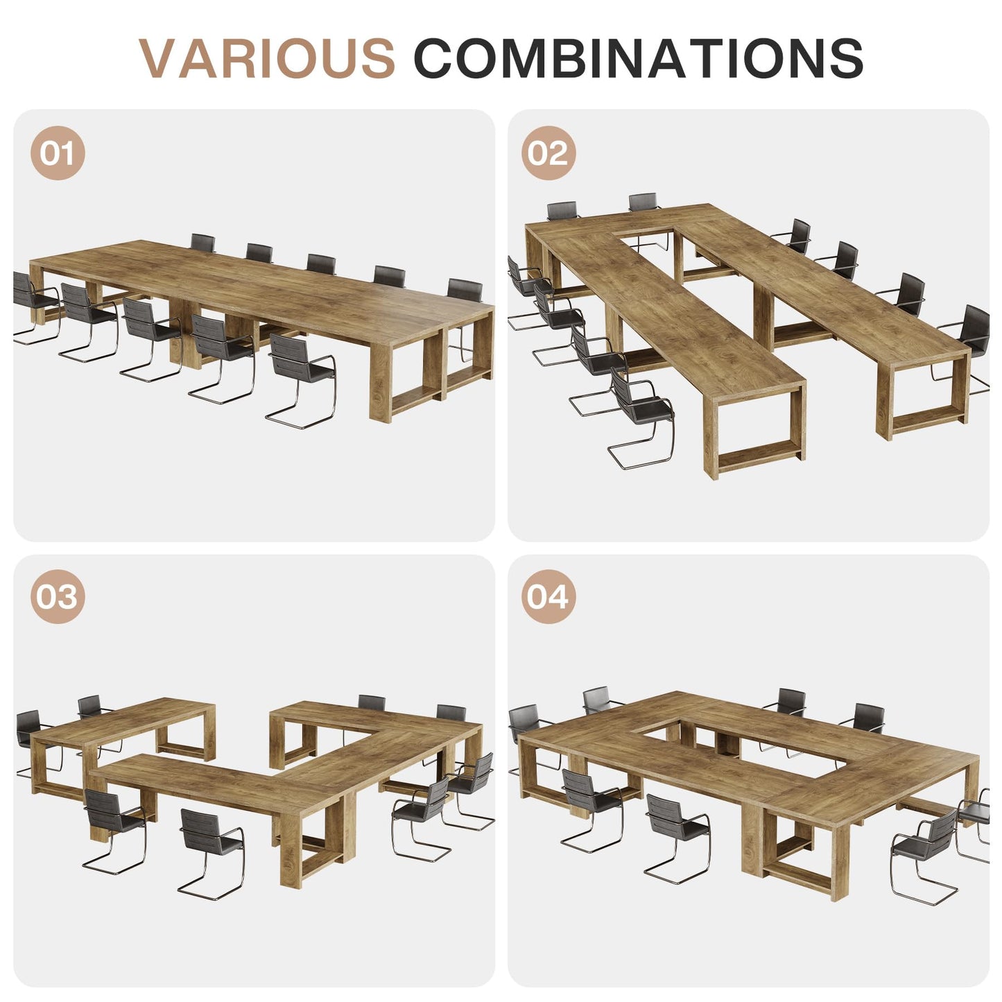 Tribesigns Large Conference Table for 6-8, 87-Inch Rectangular Meeting Table, Farmhouse Seminar Boardroom Desk for Office Conference Room (Natural)