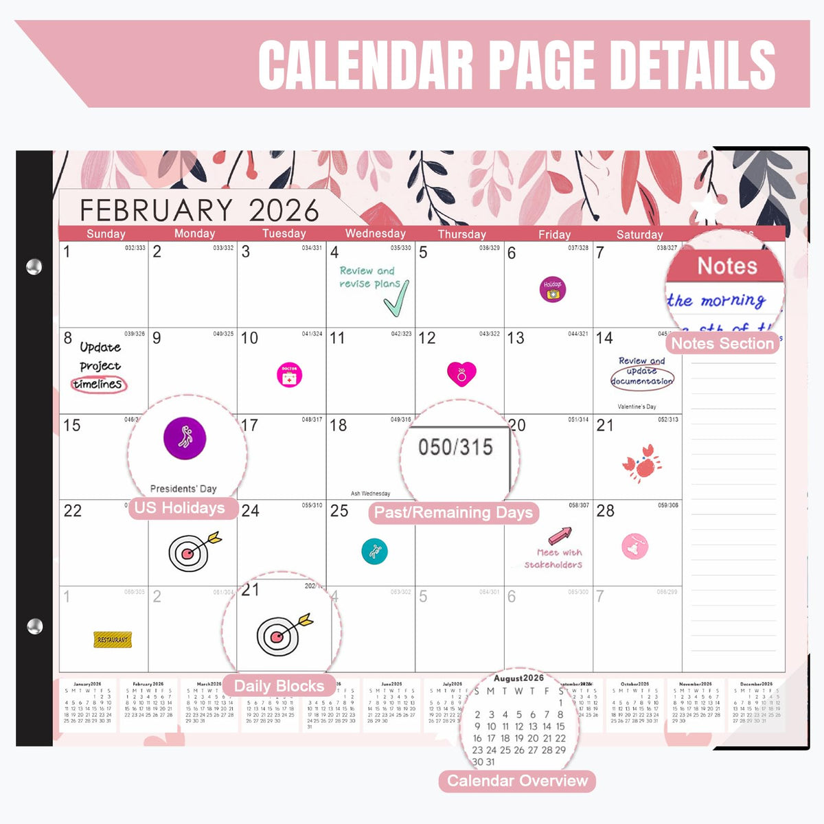 Gannyfer Desk Calendar 2026-2027, 18-Month Large Desk Calendar, Use Now Through June 2027, 22" x 17" Desktop Pad Calendar, Perfect for Your Home, School, or Office (6 Stickers Included)