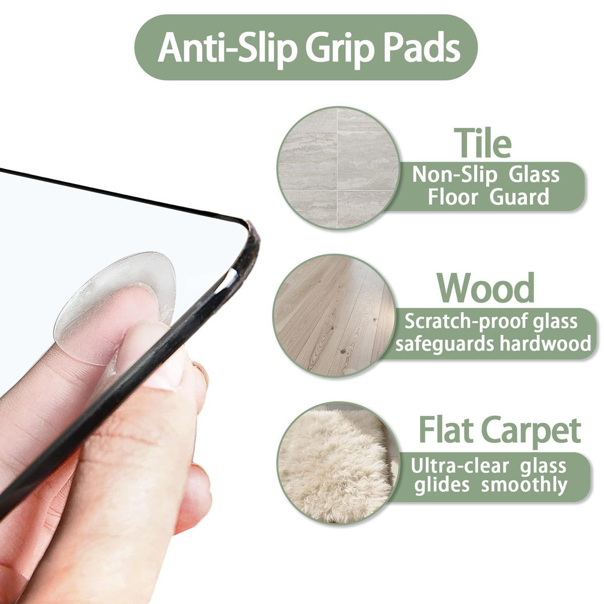 InfiniGlass Tempered Glass Chair Mat 80"x40" – Ultra-Clear Office Chair Mat for Hardwood Floors & Low-Pile Carpets – Heavy-Duty 0.2" Scratch-Resistant Surface with Non-Slip Pads – Supports 1,000 lbs