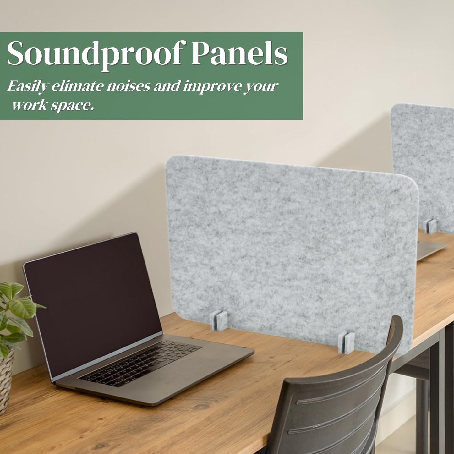 Eorbow 6 Pack Acoustic Desk Privacy Panel, 24" x 16" Freestanding Desk Dividers, Noise Reducing Table Partition with Support Feet, Stand Up Sound Proof Pad for Office Classroom Home
