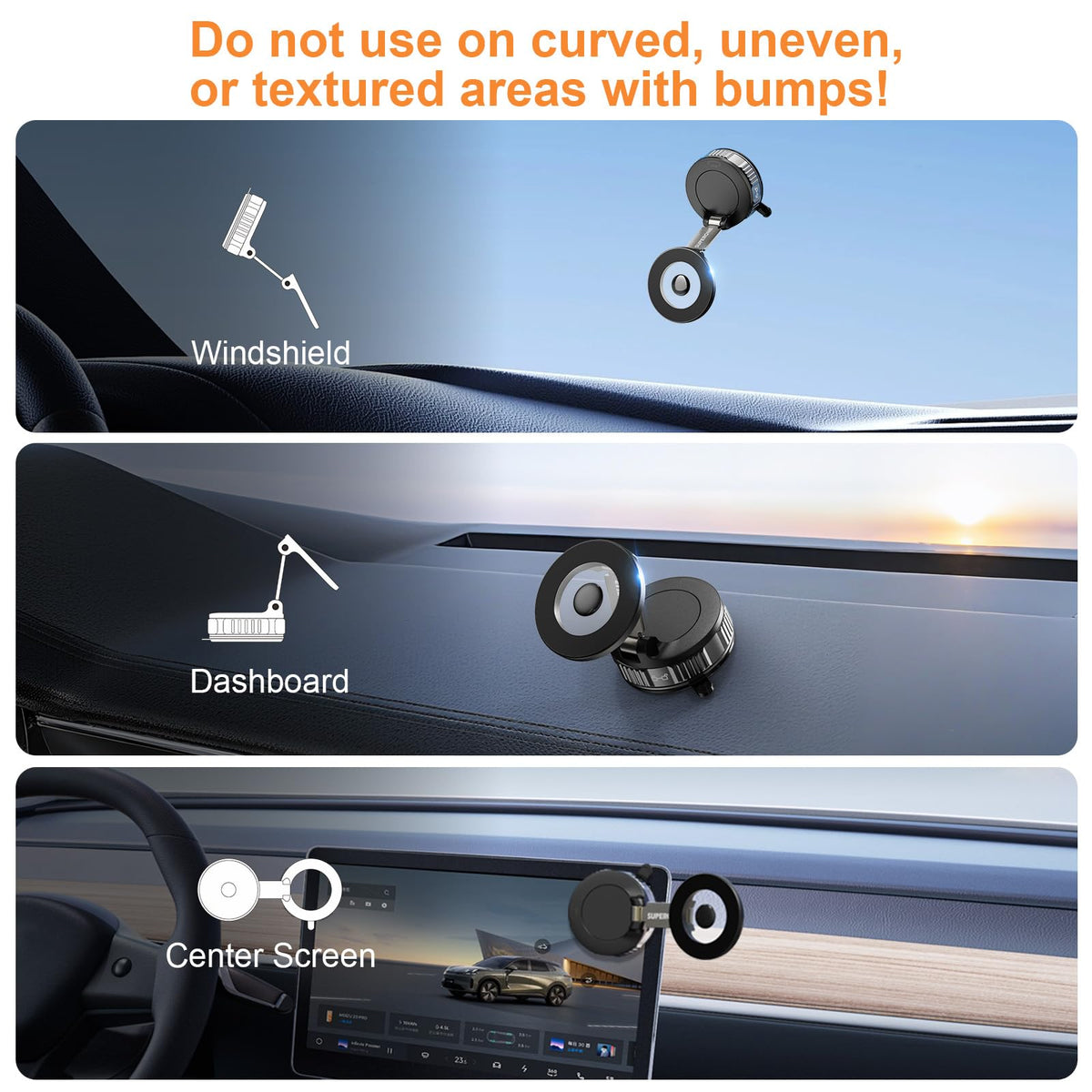 Magnetic Phone Holder for Car, 360° Adjustable Vacuum Car Phone Holder for Magsafe, 80+LBS Suction Phone Mount for Car Dash/Windshield/Screen, Phone Holders for Your Car for iPhone 17 16 15 14 13 12