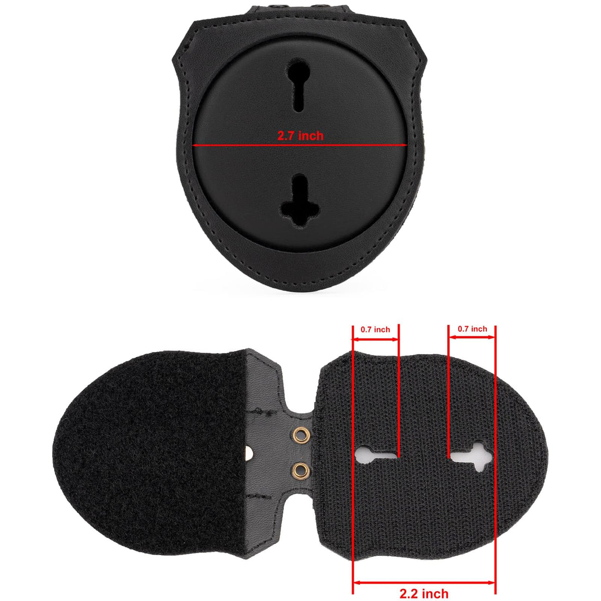 TT TYTX Police Badge Holder (Badge Not Included), Leather Universal Sheriff Badge Holder with Belt Clip, Hook and Loop Closure and Round Neck Stainless Steel Chain (Circle 2.7 Inch)