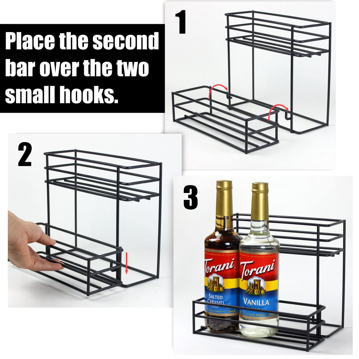 MCSAPIL Coffee Syrup Organizer(6 Bottle Capacity),Coffee Syrup Rack for Coffee Bar,Kitchen.Small Wine Rack for Bar,Family,Storage for Syrup, Wine, Dressing
