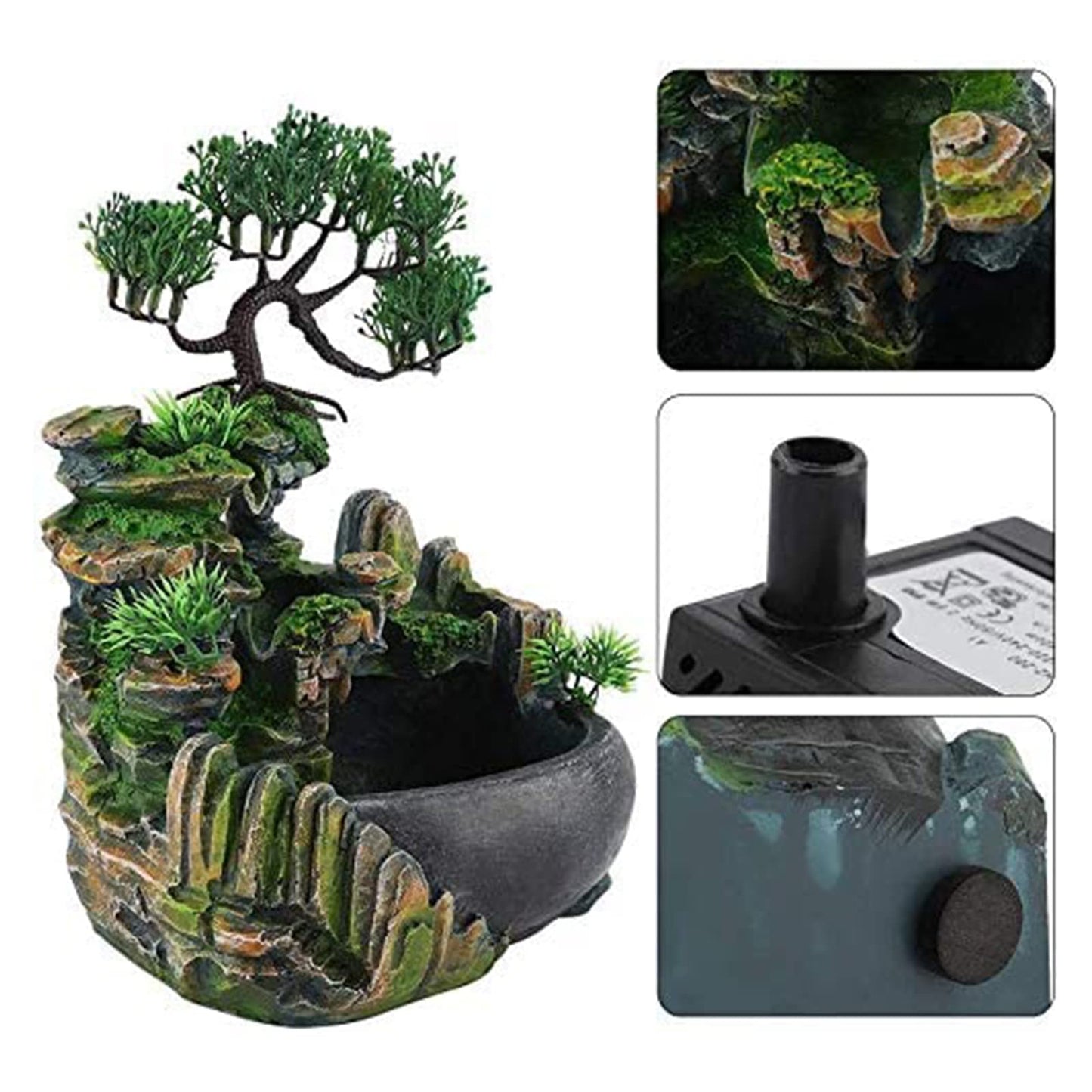 Rockery Stream Tabletop Fountain, Zen Meditation Indoor Waterfall Feature with Automatic Pump and Switch, Desktop Fountain for Home Office Bedroom Decoration (B)